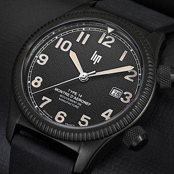 Montre LIP MANUFACTURE type 14 homme automatique, bracelet cuir noir