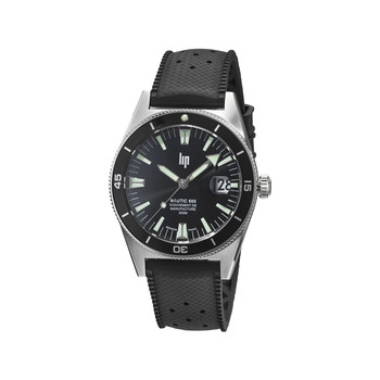 Montre LIP MANUFACTURE nautic 666 mixte automatique, bracelet silicone noir