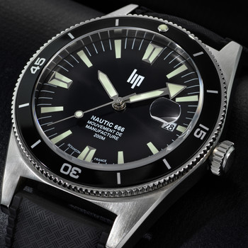 Montre LIP MANUFACTURE nautic 666 mixte automatique, bracelet silicone noir