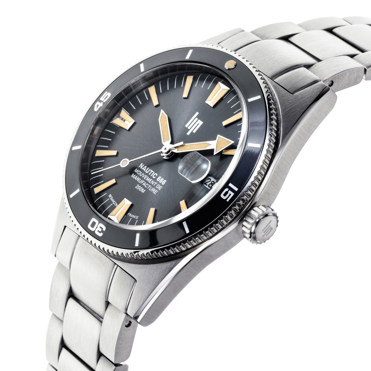 Montre LIP MANUFACTURE nautic 666 mixte automatique, bracelet acier inoxydable - vue D2