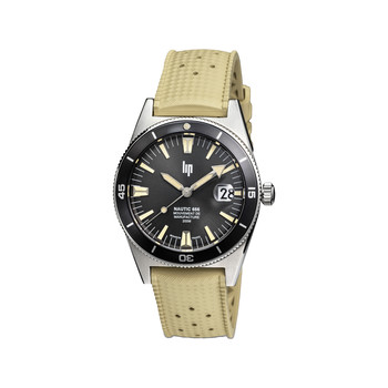 Montre LIP MANUFACTURE nautic 666 mixte automatique, bracelet silicone beige