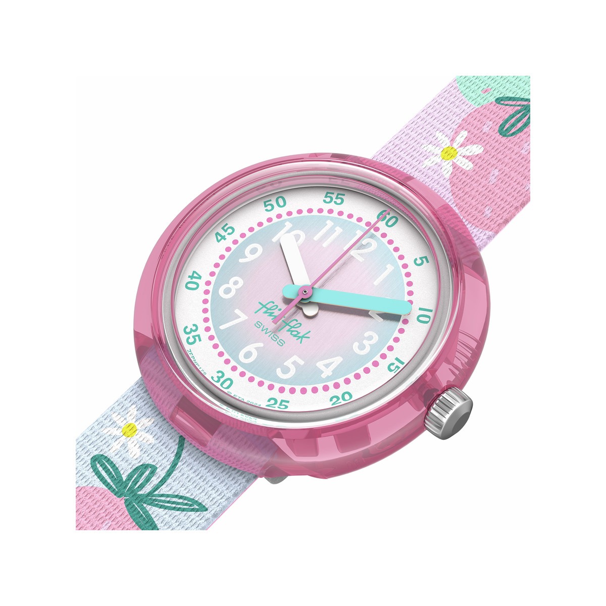 Montre FLIK FLAK x Monbento enfant cadran blanc bracelet pet recycle rose - vue 2