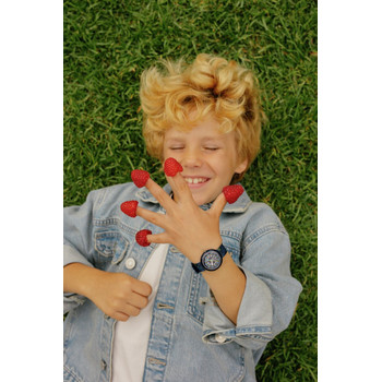 Montre FLIK FLAK x Monbento enfant cadran bleu bracelet pet recycle bleu