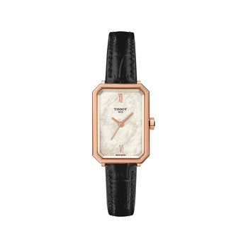 TISSOT SRV ladies' watch white dial black leather strap