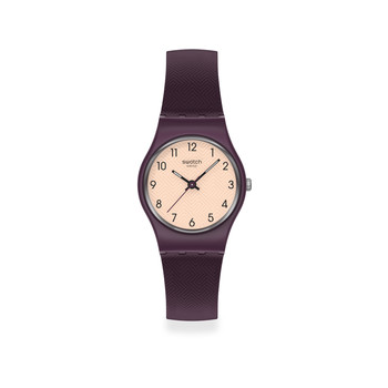 Montre SWATCH essentials femme cadran gris bracelet plastique prune