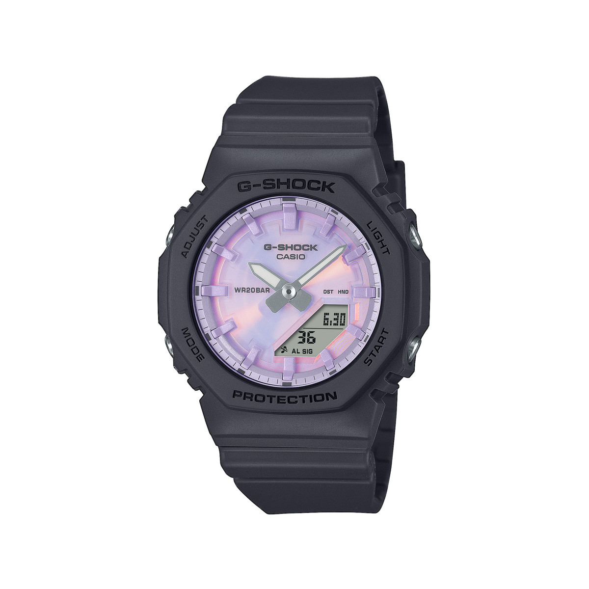Montre G-SHOCK série gma-p2102 mixte cadran violet bracelet resine noir