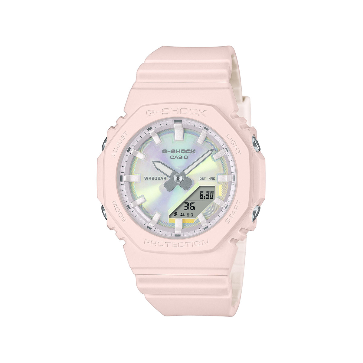 Montre G-SHOCK série gma-p2103 mixte cadran gris bracelet resine rose