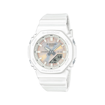 Montre G-SHOCK série gma-p2104 mixte cadran rose bracelet resine blanc