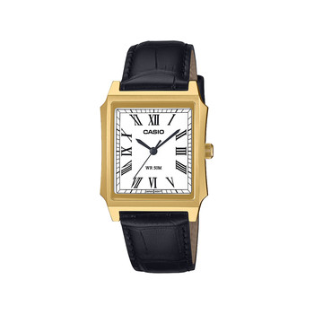 Montre CASIO Timeless collection mixte cadran blanc bracelet cuir marron