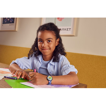 FLIK FLAK Classroom Creations children's watch black dial blue recycled pet bracelet