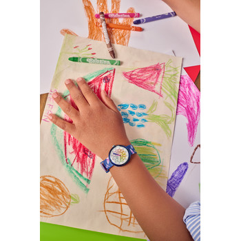 FLIK FLAK Classroom Creations children's watch black dial blue recycled pet bracelet