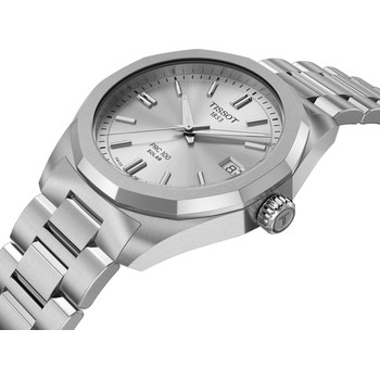Montre TISSOT T-CLASSIC PRC 100 SOLAR mixte cadran gris bracelet acier inoxydable