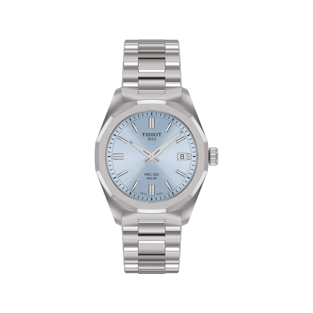 Montre TISSOT PRC 100 SOLAR mixte cadran bleu bracelet acier inoxydable