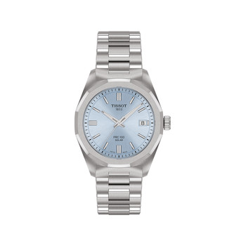 Montre TISSOT PRC 100 SOLAR mixte cadran bleu bracelet acier inoxydable