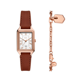 FOSSIL raquel dameshorloge met bruine leren band