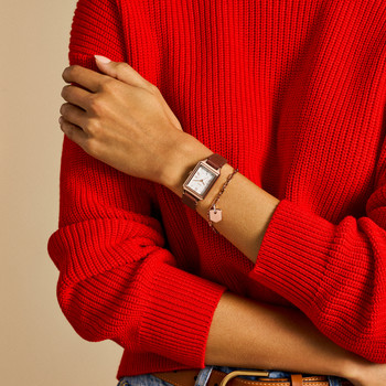 FOSSIL raquel dameshorloge met bruine leren band