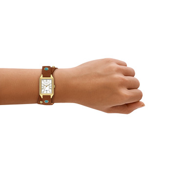 FOSSIL raquel dameshorloge met bruine leren band