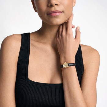 MICHAEL KORS micro lexington dameshorloge met zwarte leren band