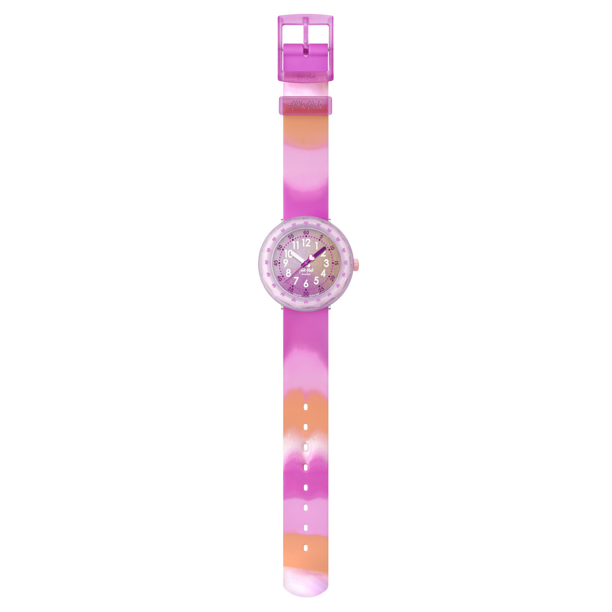 Montre FLIK FLAK FUZE IN PINK enfant cadran rose bracelet silicone rose - vue D1