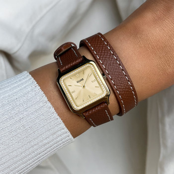 Montre CLUSE GRACIEUSE PETITE Femme cadran doré bracelet cuir marron