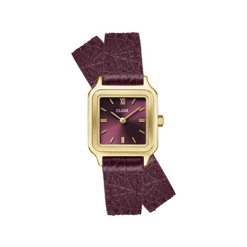 Montre CLUSE GRACIEUSE PETITE Femme cadran rouge bracelet cuir bordeaux