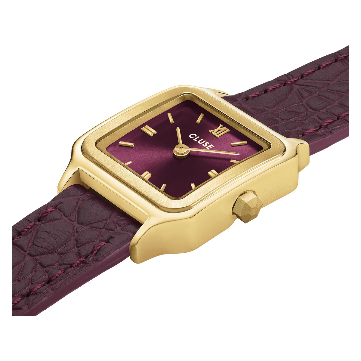 Montre CLUSE GRACIEUSE PETITE Femme cadran rouge bracelet cuir bordeaux - vue 2