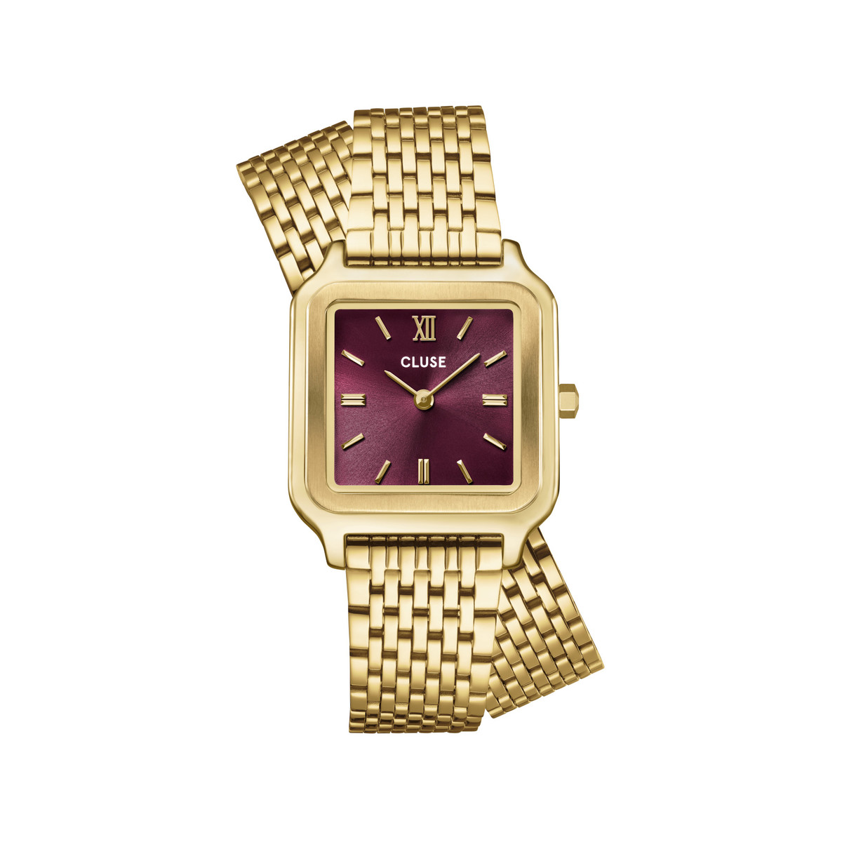 Montre CLUSE GRACIEUSE Femme cadran rouge bracelet acier inoxydable doré