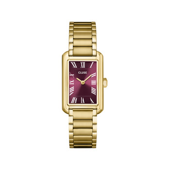 Montre CLUSE BELISENNA Femme cadran rouge bracelet acier inoxydable doré