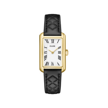 Montre CLUSE BELISENNA Femme cadran blanc bracelet cuir noir