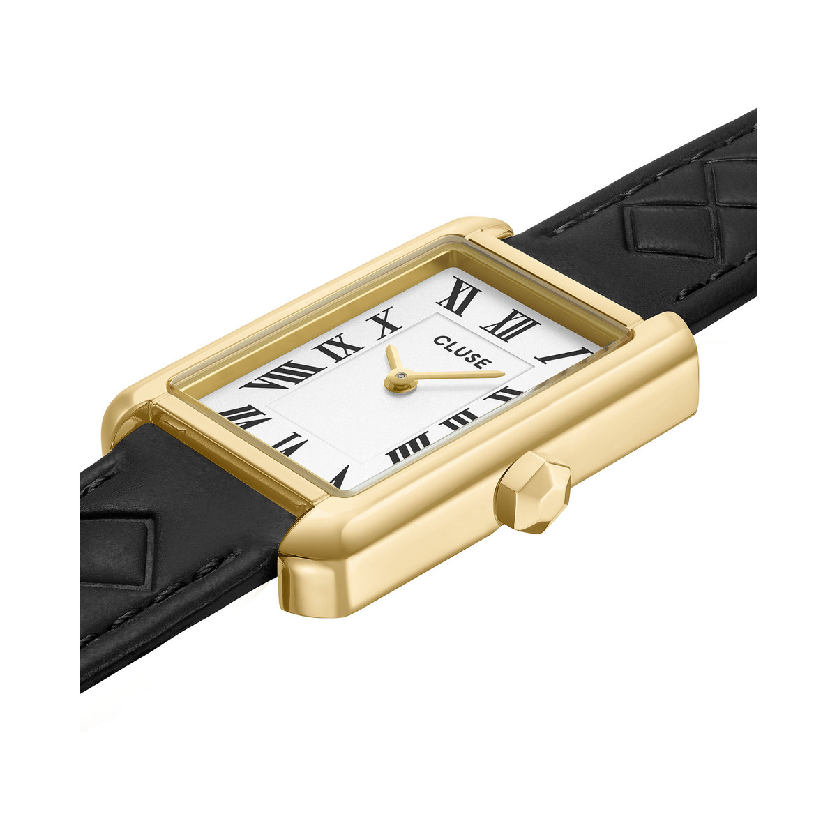 Montre CLUSE BELISENNA Femme cadran blanc bracelet cuir noir - vue 2