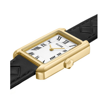 Montre CLUSE BELISENNA Femme cadran blanc bracelet cuir noir