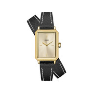 Montre CLUSE FLUETTE Femme cadran doré bracelet cuir noir
