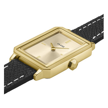 Montre CLUSE FLUETTE Femme cadran doré bracelet cuir noir