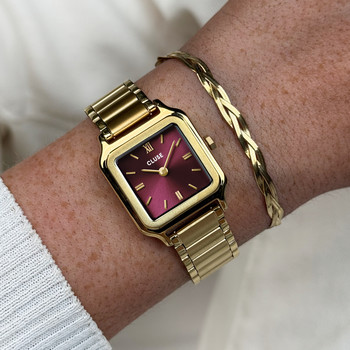 Montre CLUSE BLACK FRIDAY 25 Femme cadran rouge bracelet acier inoxydable doré