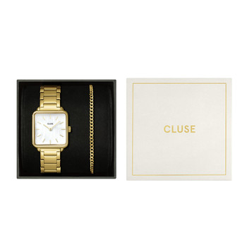 Montre CLUSE BLACK FRIDAY 25 Femme cadran blanc bracelet acier inoxydable doré