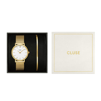 Montre CLUSE BLACK FRIDAY Femme cadran blanc bracelet acier inoxydable doré