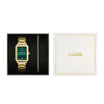 Montre CLUSE BLACK FRIDAY 25 Femme cadran vert bracelet acier inoxydable doré