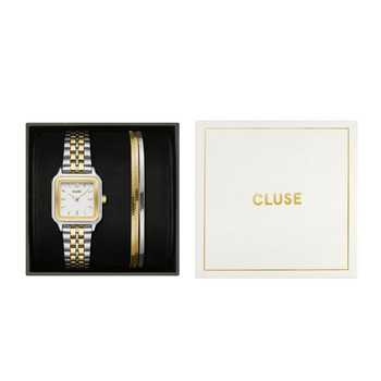 Montre CLUSE BLACK FRIDAY 25 Femme cadran blanc bracelet acier inoxydable doré