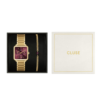 Montre CLUSE FESTIVE 25 Femme cadran rouge bracelet acier inoxydable doré