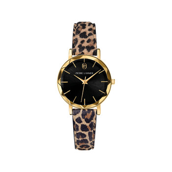 PIERRE LANNIER dameshorloge met luipaardleren band