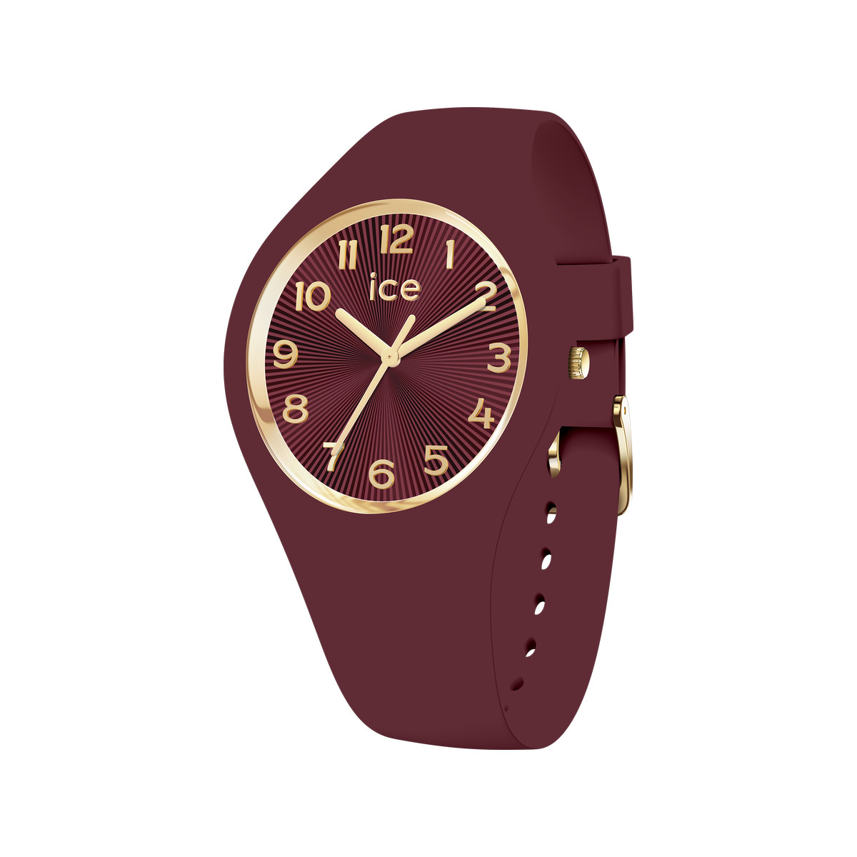 Montre ICE WATCH ice champagne femme bracelet silicone rouge foncé