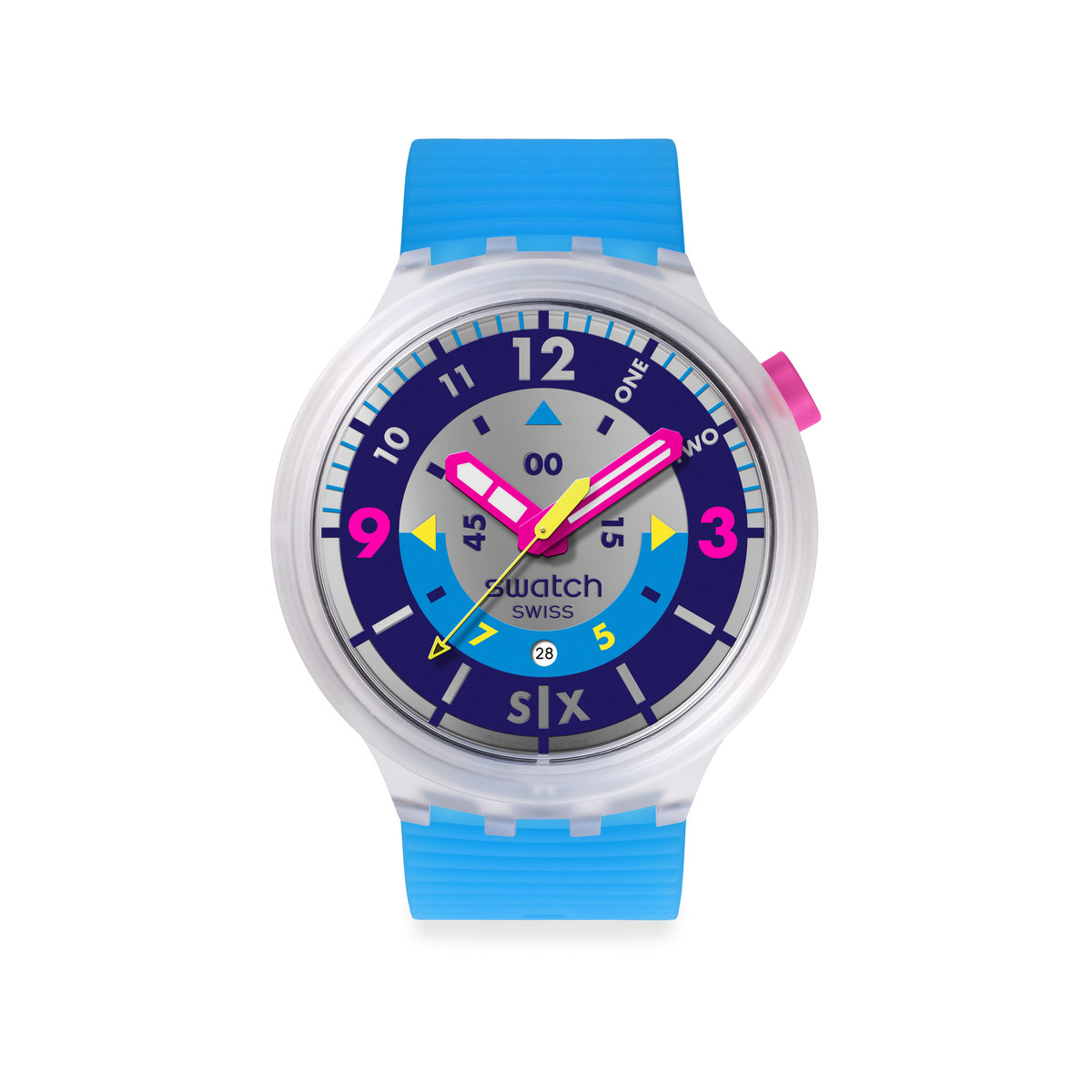 Montre SWATCH neon mixte bracelet silicone bleu