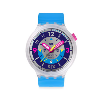 Montre SWATCH neon mixte bracelet silicone bleu