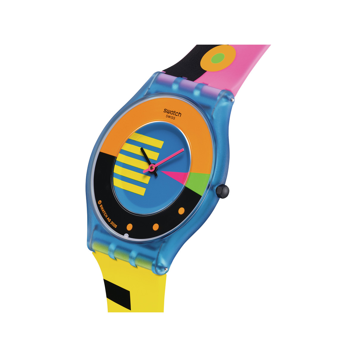 Montre SWATCH neon mixte bracelet silicone jaune - vue D1
