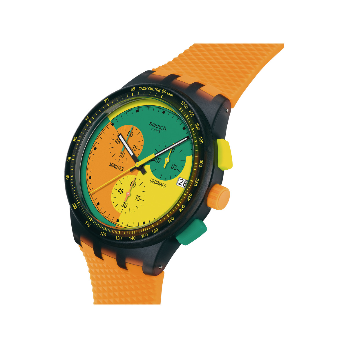 Montre SWATCH neon mixte bracelet silicone orange - vue 2