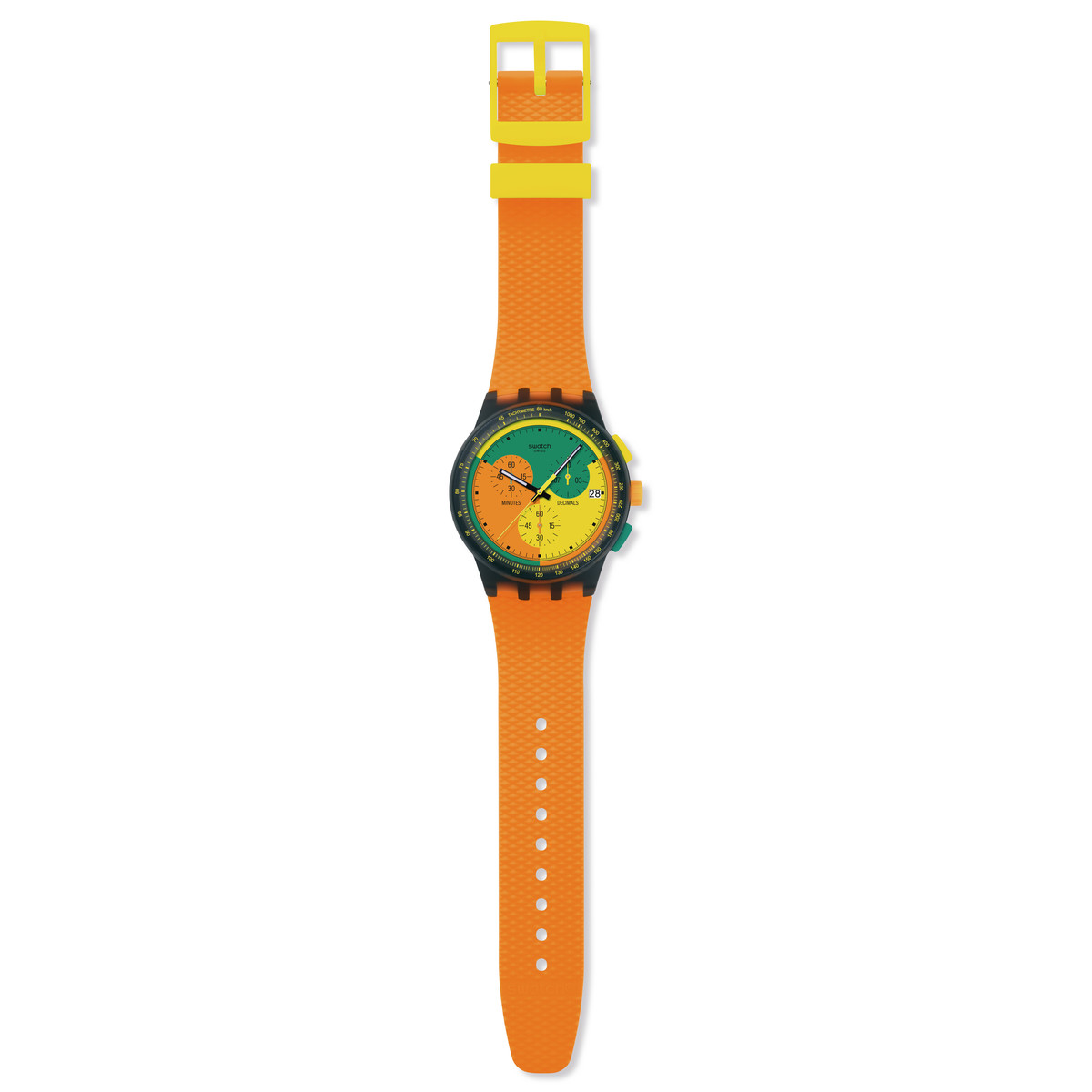 Montre SWATCH neon mixte bracelet silicone orange - vue D1