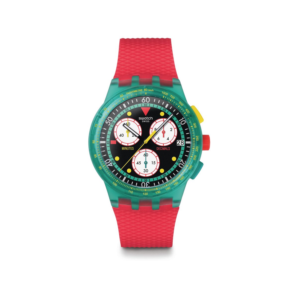 Montre SWATCH neon mixte bracelet silicone rouge