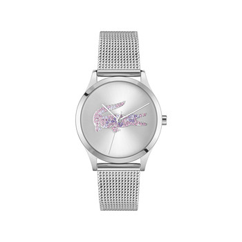 Montre LACOSTE crocodelle femme bracelet acier inoxydable gris