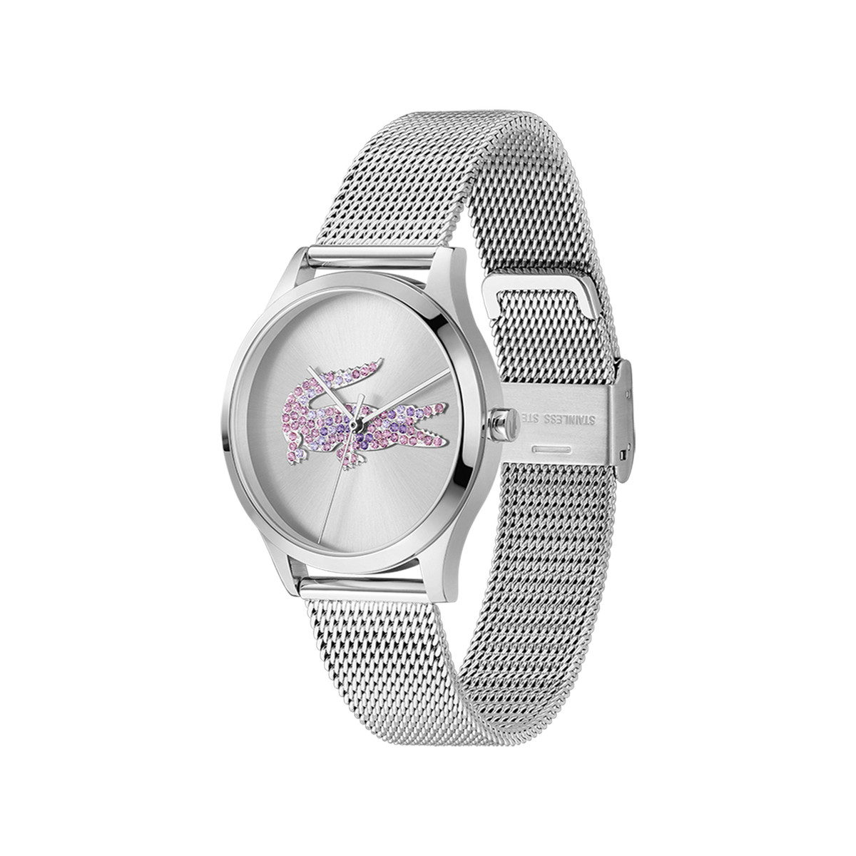 Montre LACOSTE crocodelle femme bracelet acier inoxydable gris - vue 2