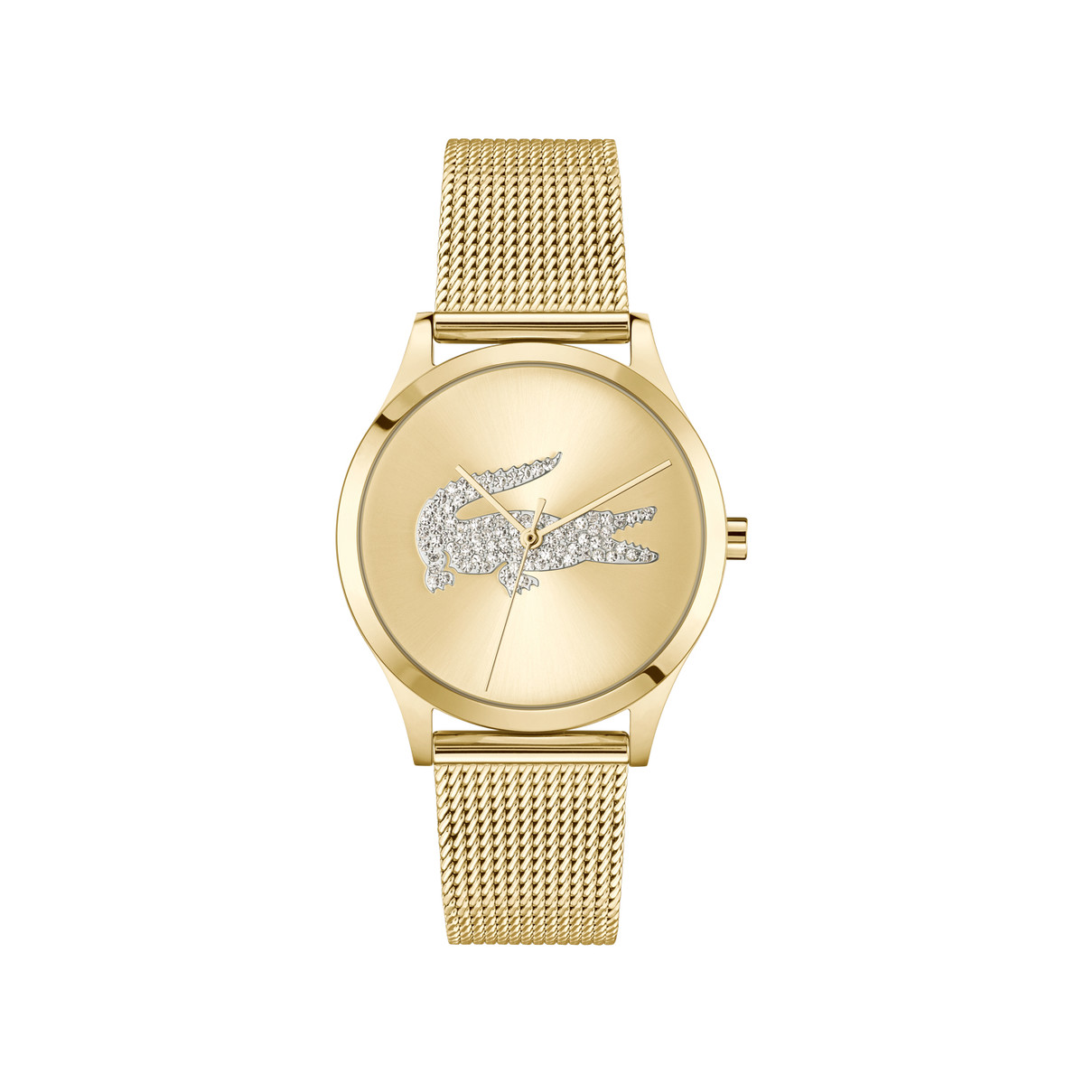 Montre LACOSTE crocodelle femme bracelet acier inoxydable doré jaune